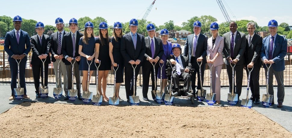 People posing for Ryan Field ground breaking