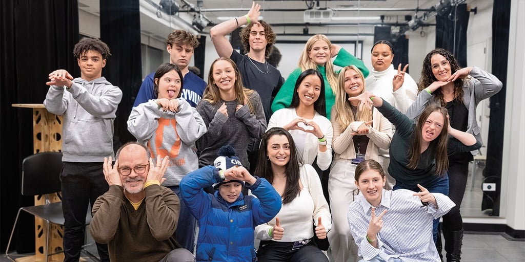 Students attending an improv workshop