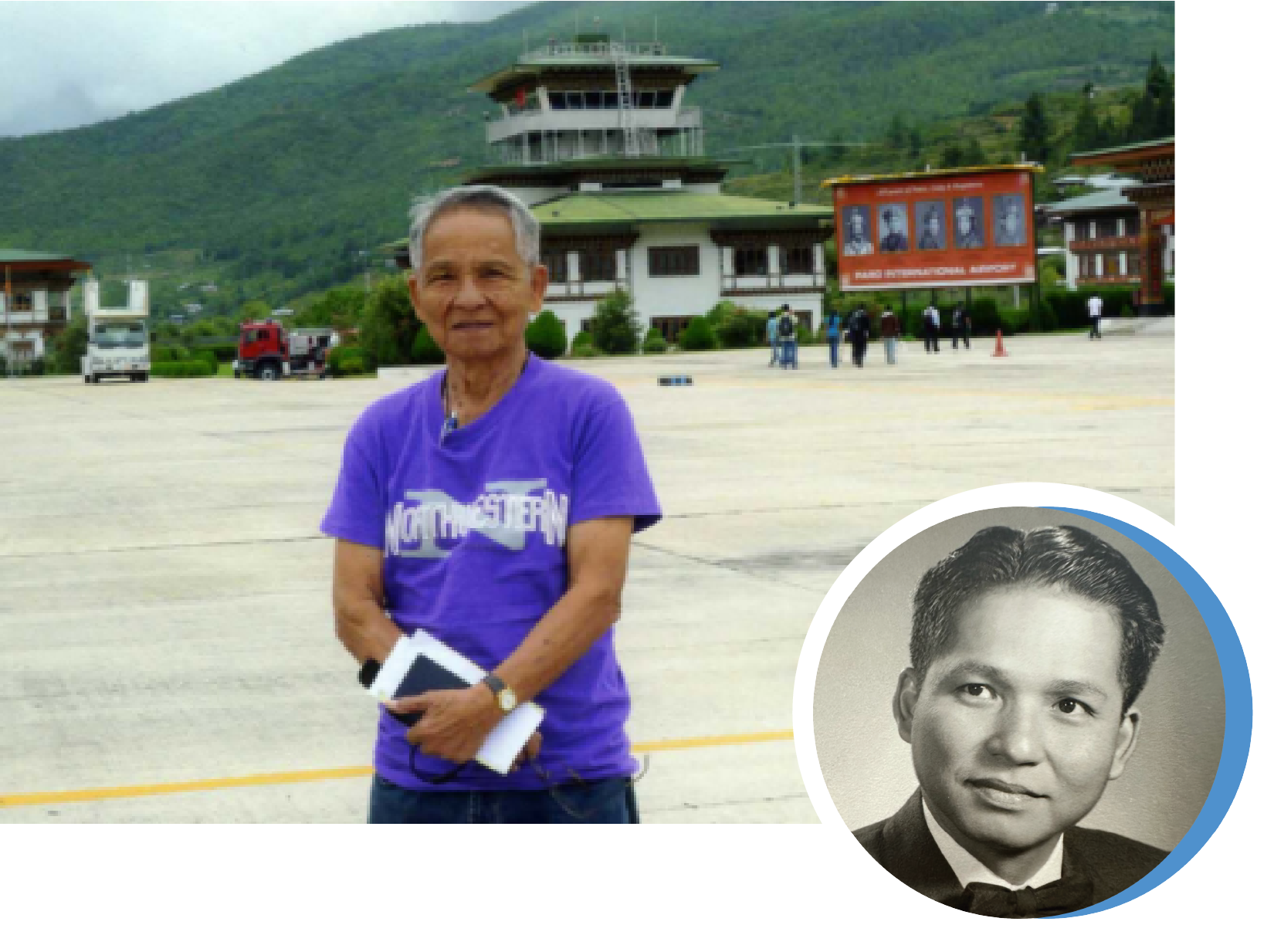 Left: Dr. Myint in Bhutan; Right: Dr. Myint in 1953