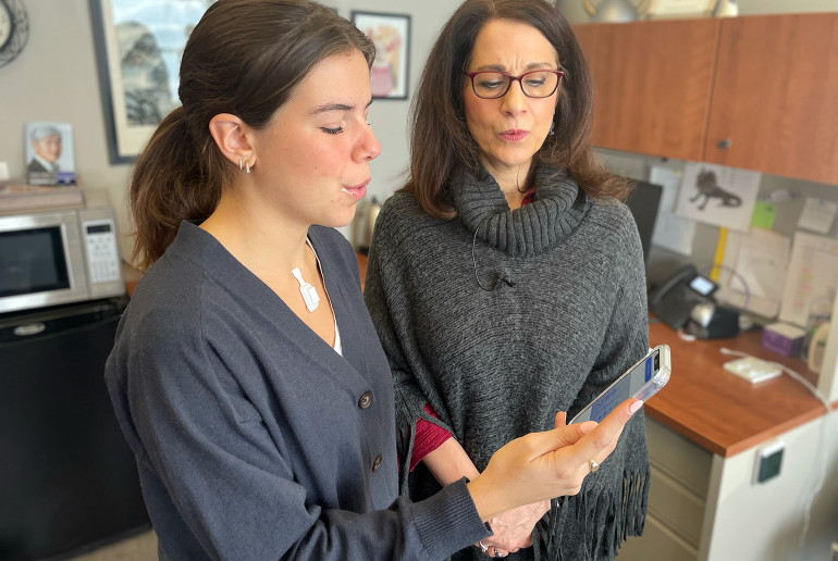 Theresa Brancaccio testing wearable device