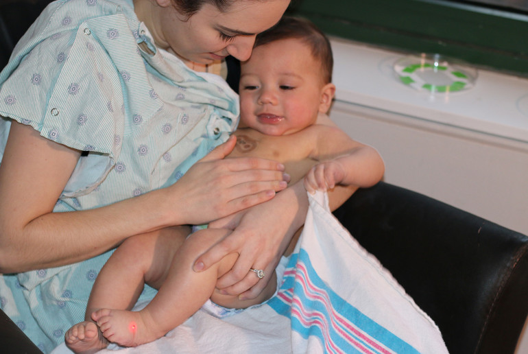 Woman holding a baby