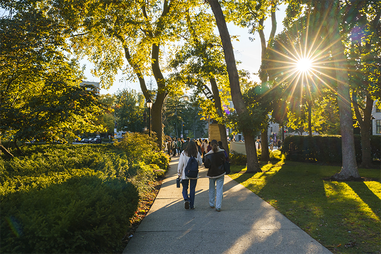 students on campus