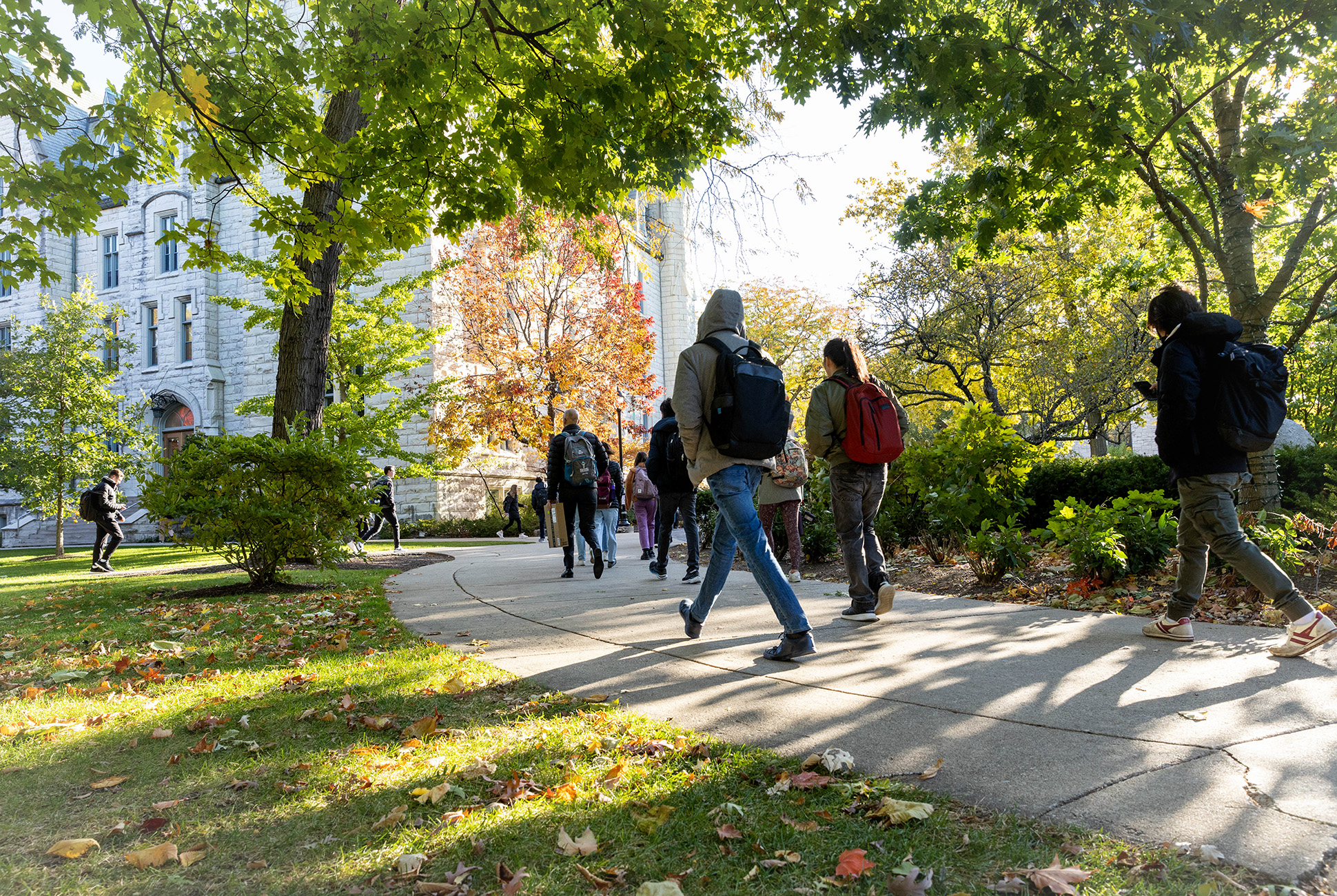 students walking on campus